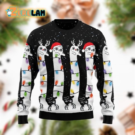 Long Cat Christmas Funny Holiday Ugly Sweater