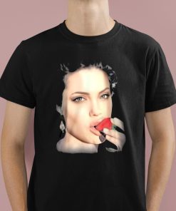 Meech Arlert Angelina Jolie Bite Strawberry Shirt