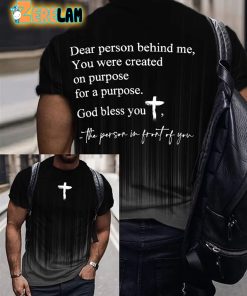 Men’s Dear Person Behind Me God Bless You Print T-Shirt