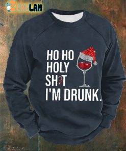 Mens Ho Ho Holy Sht IM Drunk Print Casual Sweatshirt 2