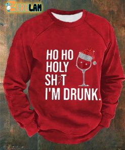 Men's Ho Ho Holy Sht IM Drunk Print Casual Sweatshirt 4
