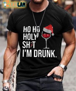 Men's Ho Ho Holy Sht Im Drunk Print Casual T-Shirt