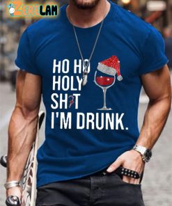 Mens Ho Ho Holy Sht IM Drunk Print Casual T Shirt 2