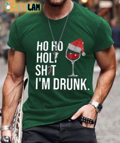 Mens Ho Ho Holy Sht IM Drunk Print Casual T Shirt 3