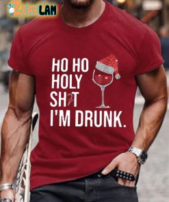 Mens Ho Ho Holy Sht IM Drunk Print Casual T Shirt 4