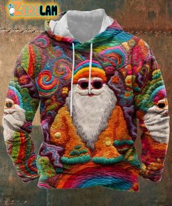 Men’s Vintage Colorful Santa Hoodie