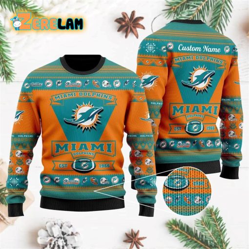 Miami Dolphins Football Team Custom Ugly Christmas Sweater