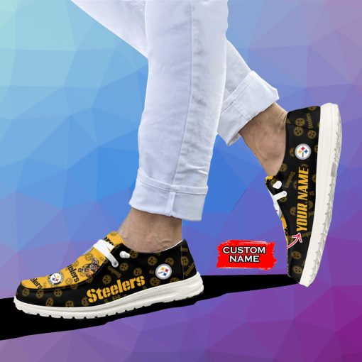 Nfl Pittsburgh Steelers Custom Name Hey Dude Shoes