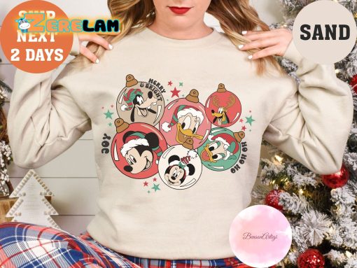 Ornament Mickey And Friends Merry Joy And Bright Hohoho Christmas Sweatshirt