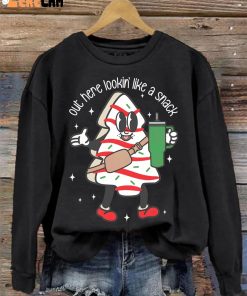 Out Here Lookin Like A Snack Christmas Tree Cake Casual Print Sweatshirt 3