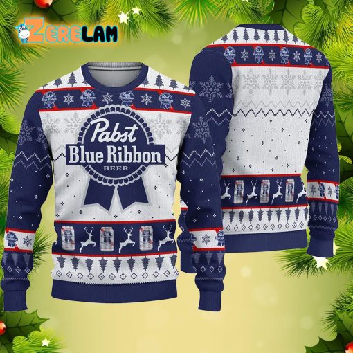 Pabst Blue Beer Christmas Ugly Sweater