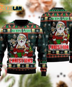 Peace Love Hippie Santa Claus Christmas Ugly Sweater