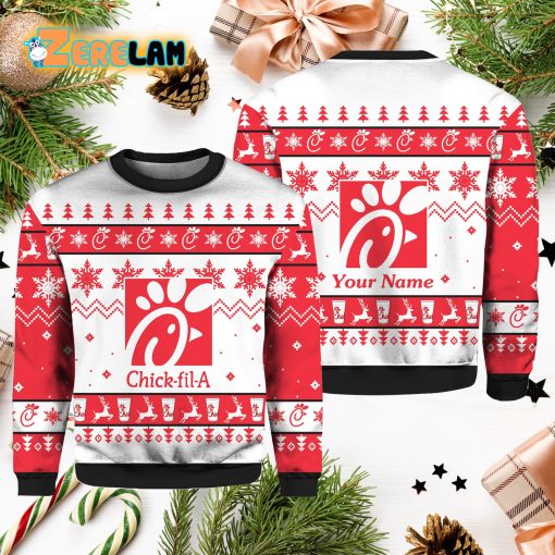 Personalized Name Chick fil A Christmas Ugly Sweater