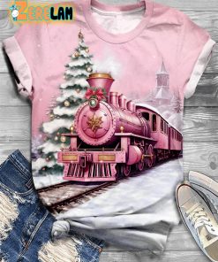 Pink Holiday Express Crew Neck T-shirt