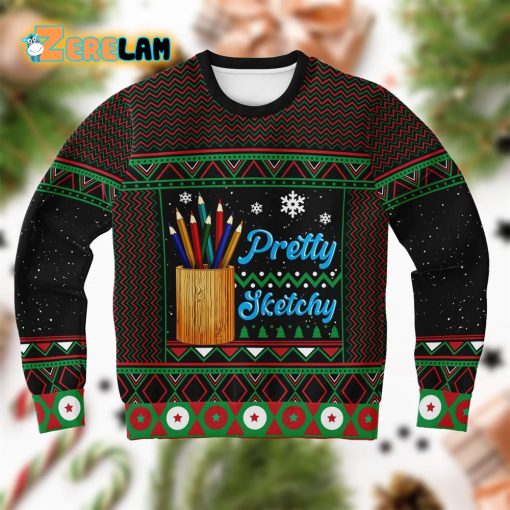 Pretty Sketchy Artist Christmas Ugly Sweater