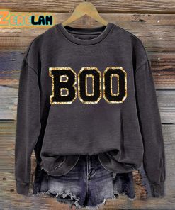 Printed Boo Halloween Sweatshirt