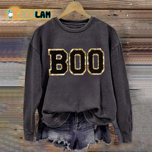Printed Boo Halloween Sweatshirt