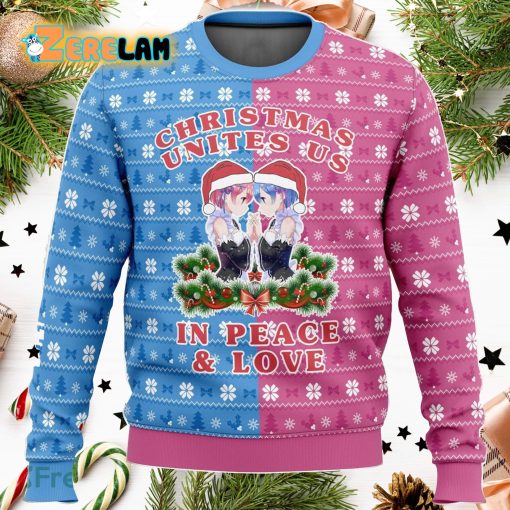 Re Zero Ram and Rem Christmas 3D Ugly Sweater