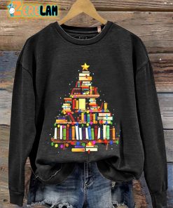 Reading Christmas Book Tree Teacher Gift Casual Sweatshirt