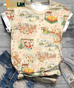 Retro Christmas Vibe Print Crew Neck T-shirt