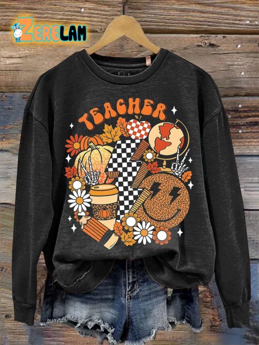 Retro Fall Vibes Teacher Casual Sweatshirt