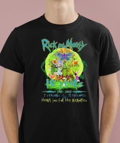 Rick And Morty 10 Years 2013-2023 7 Seasons 71 Episode Thank You For The Memories Shirt