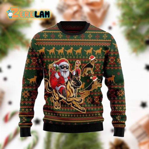 Santa And Dog Ugly Christmas Sweater For Men Women