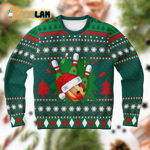 Santa Bowling Christmas Ugly Sweater
