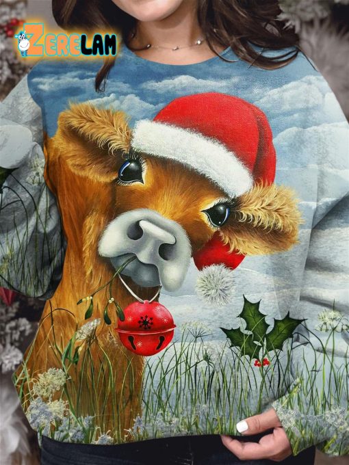 Santa Hat Cow Sweatshirt