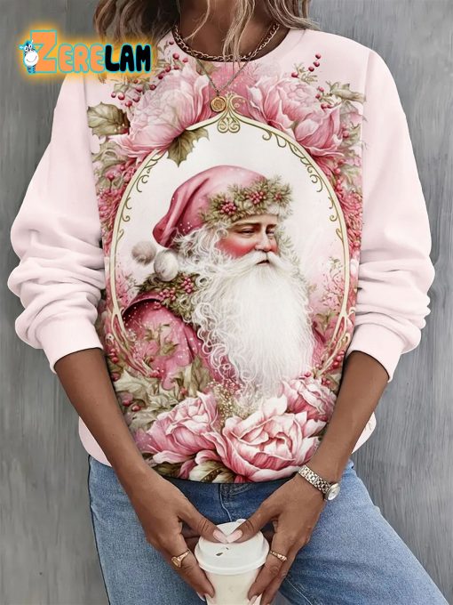 Santa Pink Casual Sweatshirt