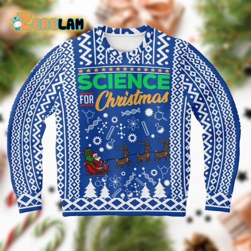 Science For Christmas Blue Ugly Sweater