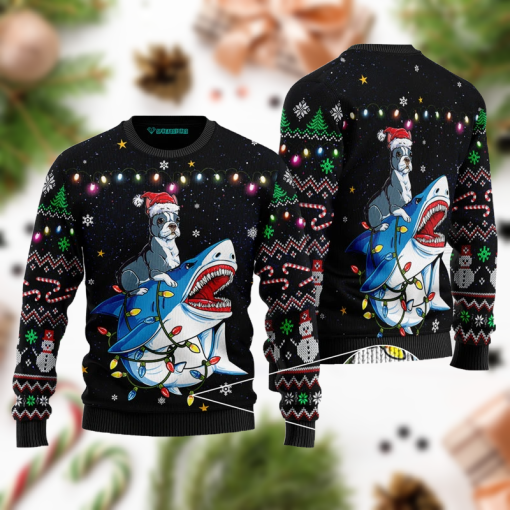 Shark And Boston Terrier Ugly Sweater