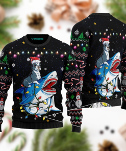 Shark And Boston Terrier Christmas Ugly Sweater For Men Women