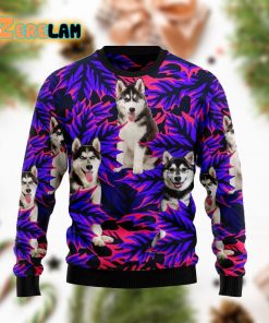 Siberian Husky Leaves Ugly Sweater For Men And Women