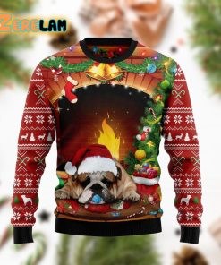 Sleeping Bulldog Christmas Ugly Sweater