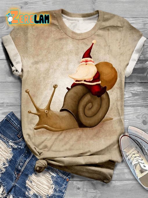 Snails Santa Crew Neck T-shirt