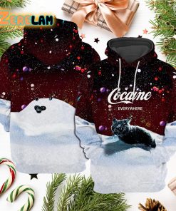 Snow Cat Cocaine Everywhere Christmas Hoodie