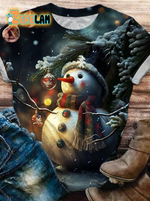 Snowman Puppet Crew Neck T-shirt
