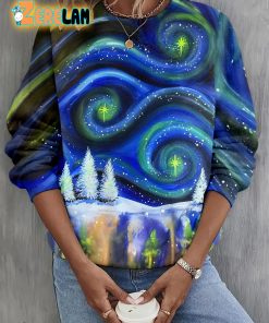 Starry Night Christmas Trees Sweatshirt