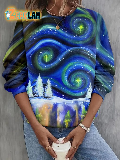 Starry Night Christmas Trees Sweatshirt