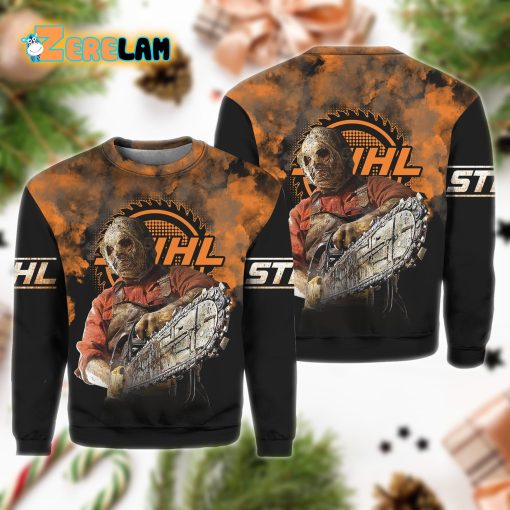 Stihl Horror Leatherface Chainsaw Halloween Ugly Sweater