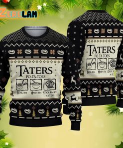 Taters Potatoes Boil Em Mash Em Stick Em In A Stew Knitted Christmas Ugly Sweater