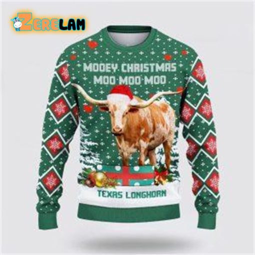 Texas Longhorn Green Merry Christmas Ugly Sweater Gifts For Farmers