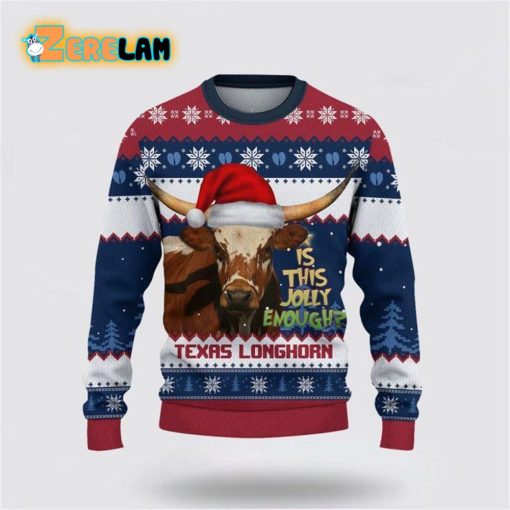 Texas Longhorn Jolly Merry Christmas Ugly Sweater