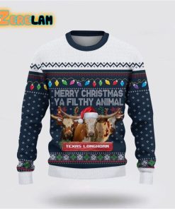 Texas Longhorn Merry Christmas Ugly Sweater