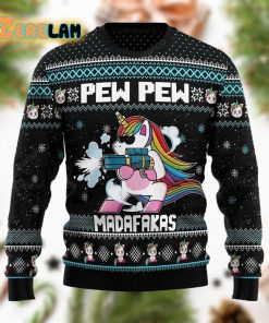 Unicorn Pew Pew Madafakas Black Ugly Sweater