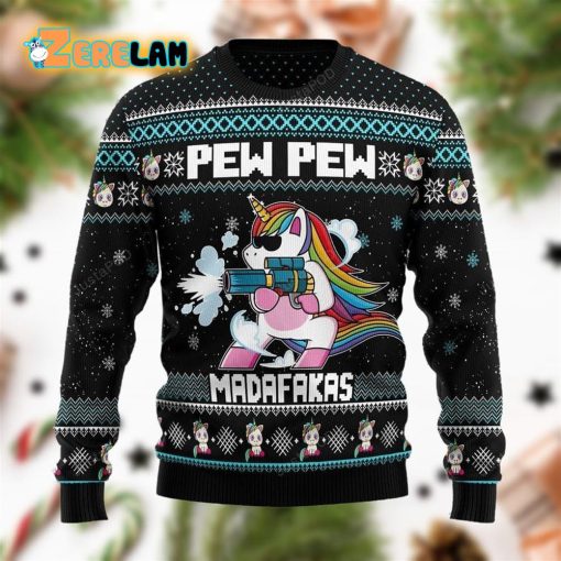 Unicorn Pew Pew Madafakas Black Ugly Sweater