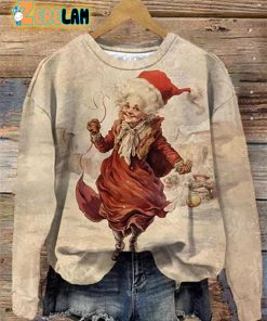 Vintage Christmas Mrs. Santa Claus Print Sweatshirt