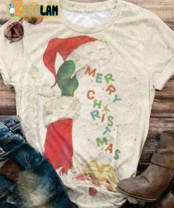 Vintage Santa Claus Raising Hat Merry Christmas T-shirt
