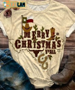 Vintage Western Merry Christmas Y’all T-shirt
